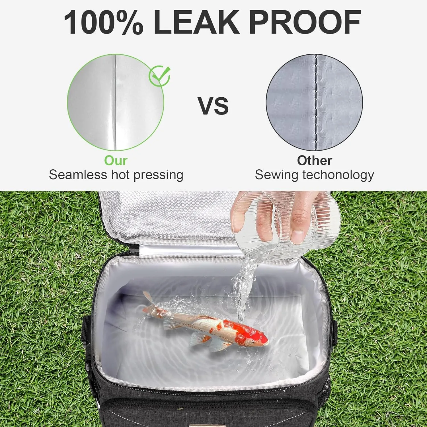 Lunch Box for Men Women,Reusable Large Double Deck Tactical Insulated Lunch Bag with Adjustable Shoulder Strap,Leakproof Tote Cooler Bag for Work Adults Picnic Beach Office-Green,12 Cans