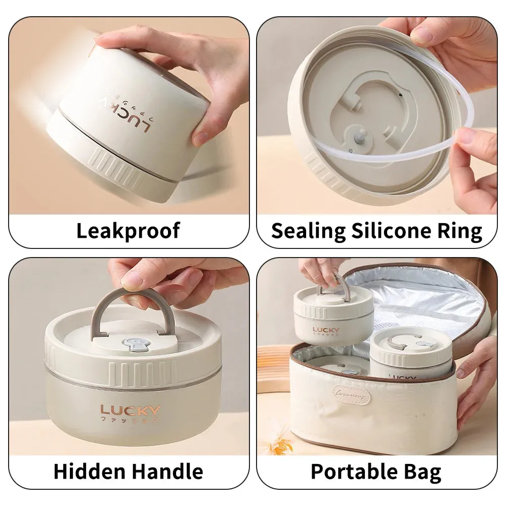 Lunch Box Set, Lunch Container With Insulated Bag, 18/8 Stainless Steel Thermal Food Container