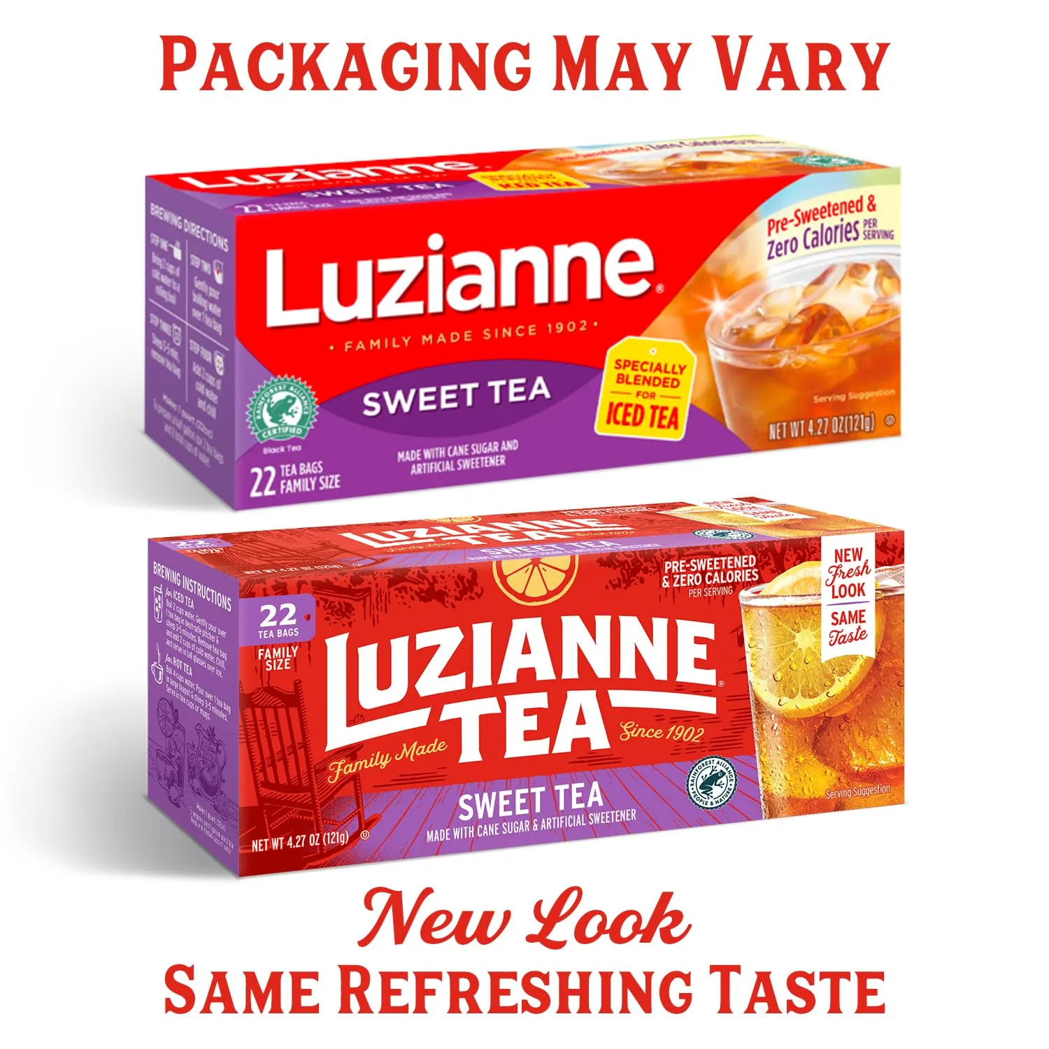 Luzianne Sweet Iced Tea Bags, Family Size, 22ct Box (Pack of 6)