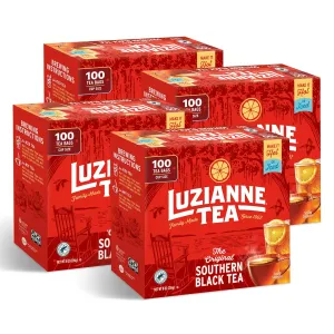 Luzianne Unsweetened Iced Tea Bags, Family Size, 100ct Box (Pack of 4)