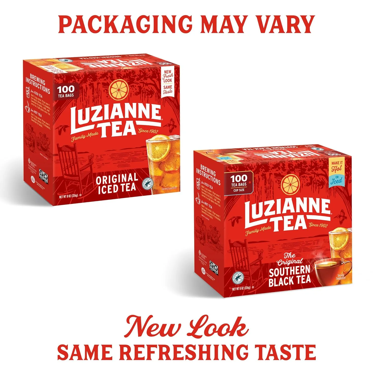Luzianne Unsweetened Iced Tea Bags, Family Size, 100ct Box (Pack of 4)