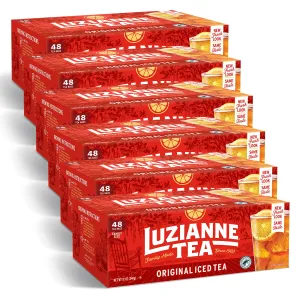 Luzianne Unsweetened Iced Tea Bags, Family Size, 48ct Box (Pack of 6)