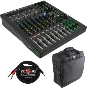 Mackie ProFX12v3  12-Channel Analog Mixer with Built-In FX, USB Recording, and Bluetooth Bundle with G-MIXERBAG-1515 Padded Nylon Mixer/Equipment Bag and Stereo Breakout Cable 10'