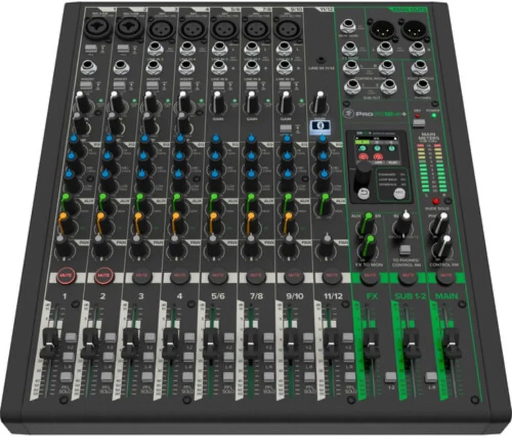 Mackie ProFX12v3  12-Channel Analog Mixer with Built-In FX, USB Recording, and Bluetooth Bundle with G-MIXERBAG-1515 Padded Nylon Mixer/Equipment Bag and Stereo Breakout Cable 10'