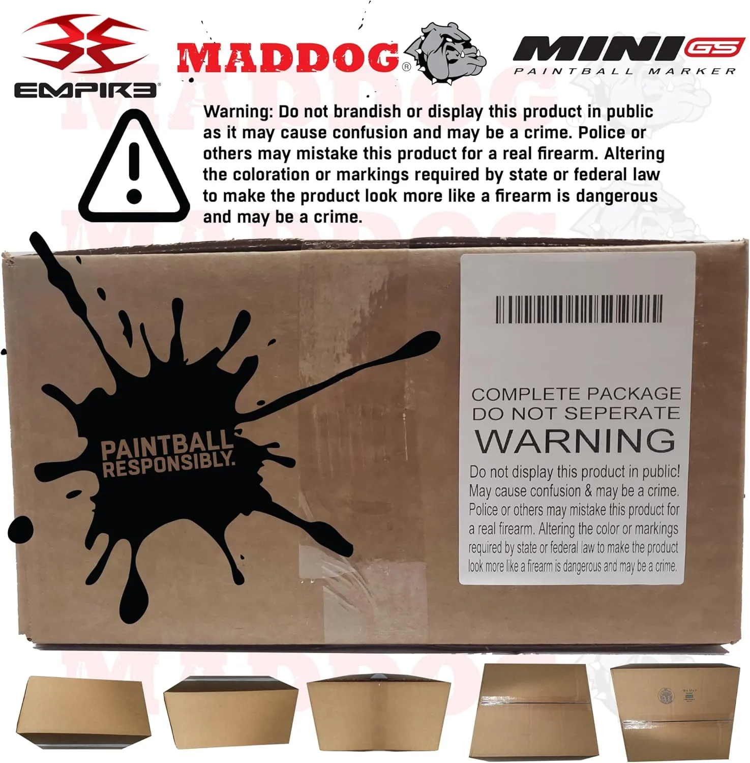 Maddog Empire Mini GS Full Auto Paintball Gun Marker w/HPA Tank, Empire Halo Too Loader, Thermal Anti-Fog Paintball Mask Goggle, Neck Protector, 4 3 Harness & (4) Pods Starter Package