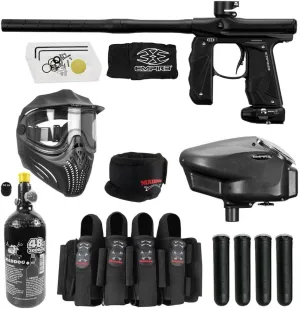 Maddog Empire Mini GS Full Auto Paintball Gun Marker w/HPA Tank, Empire Halo Too Loader, Thermal Anti-Fog Paintball Mask Goggle, Neck Protector, 4 3 Harness & (4) Pods Starter Package
