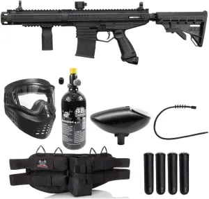 Maddog Tippmann Stormer Elite Dual Fed Silver HPA Paintball Gun Marker Starter Package - Black