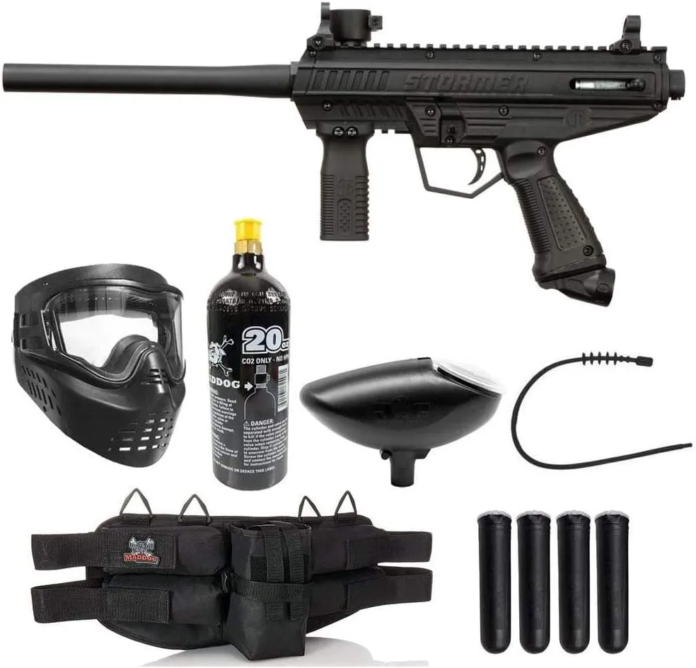 Maddog Tippmann Stormer Silver Paintball Gun Marker Starter Package