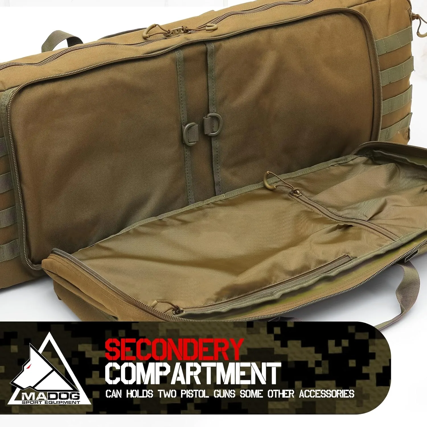 MADOG 40 inch Double Rifle Bag Soft Pistol Cases Long Portable Tactical Shotgun Backpack for Shooting Hunting Carrying, Tan