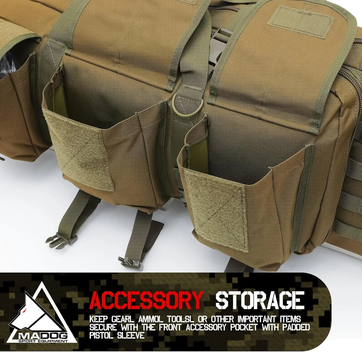 MADOG 40 inch Double Rifle Bag Soft Pistol Cases Long Portable Tactical Shotgun Backpack for Shooting Hunting Carrying, Tan