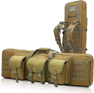 MADOG 40 inch Double Rifle Bag Soft Pistol Cases Long Portable Tactical Shotgun Backpack for Shooting Hunting Carrying, Tan