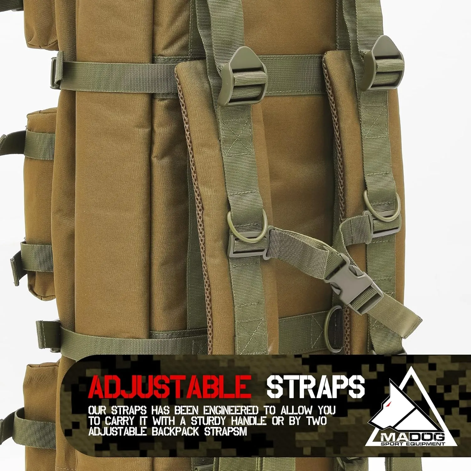 MADOG 40 inch Double Rifle Bag Soft Pistol Cases Long Portable Tactical Shotgun Backpack for Shooting Hunting Carrying, Tan