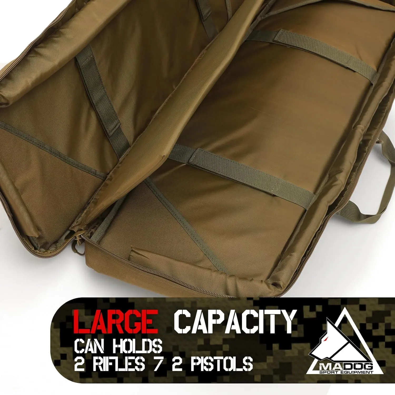 MADOG 40 inch Double Rifle Bag Soft Pistol Cases Long Portable Tactical Shotgun Backpack for Shooting Hunting Carrying, Tan