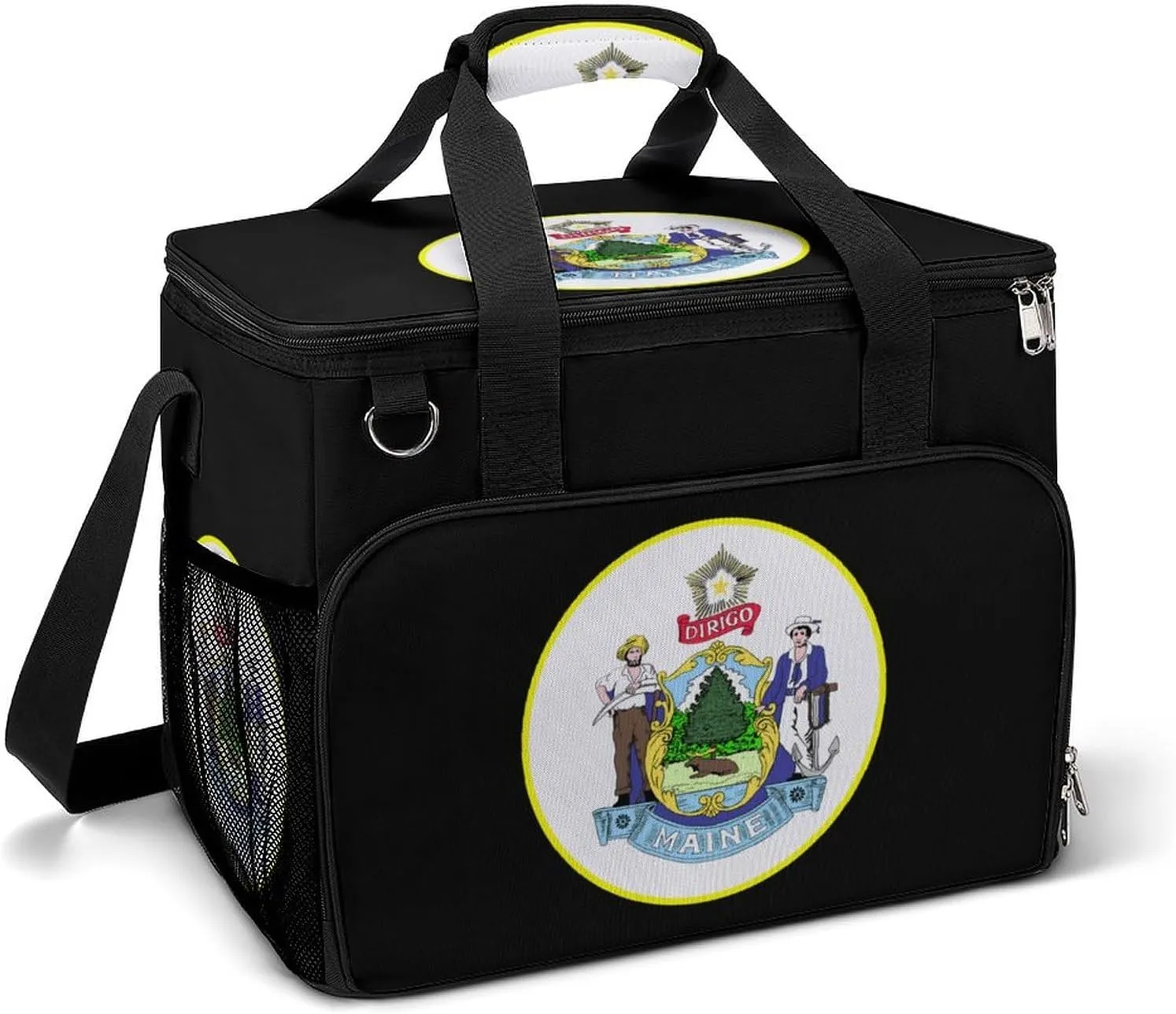 Maine State Emblem Leakproof Camping Backpack Travel Cooler Bag Beach Food Storage Lunch Pack