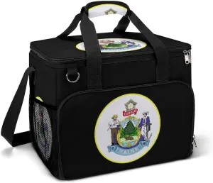 Maine State Emblem Leakproof Camping Backpack Travel Cooler Bag Beach Food Storage Lunch Pack
