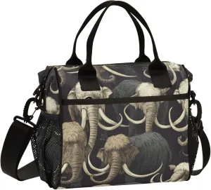 Mammoths Elephants Lunch Bag for Women Men, Cooler Lunch Box Portable Meal Prep Food Container for Office Work Travel Picnic