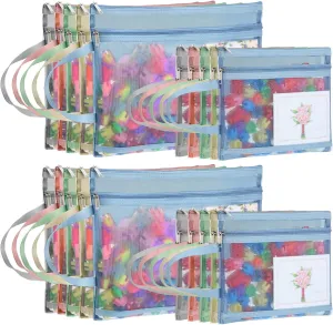 Marspark 20 Pack Mesh Zipper Pouch Bags, Nylon Puzzle Building Block Sets Toy Storage & Organization A4 & A5 Plastic Clear Zipper Pouches with Handles for Travel School Office Games, 5 Colors