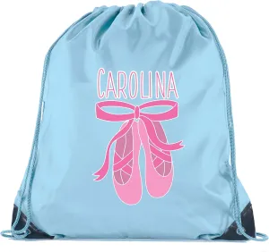 Mato & Hash Custom Dance Bags, Ballet Drawstring Backpacks, Personalized Dance Backpacks for Girls - Baby Blue CE2500Dance S4