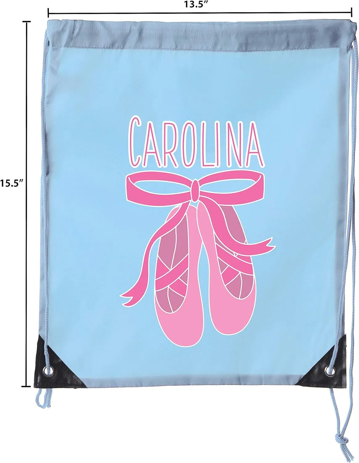 Mato & Hash Custom Dance Bags, Ballet Drawstring Backpacks, Personalized Dance Backpacks for Girls - Baby Blue CE2500Dance S4