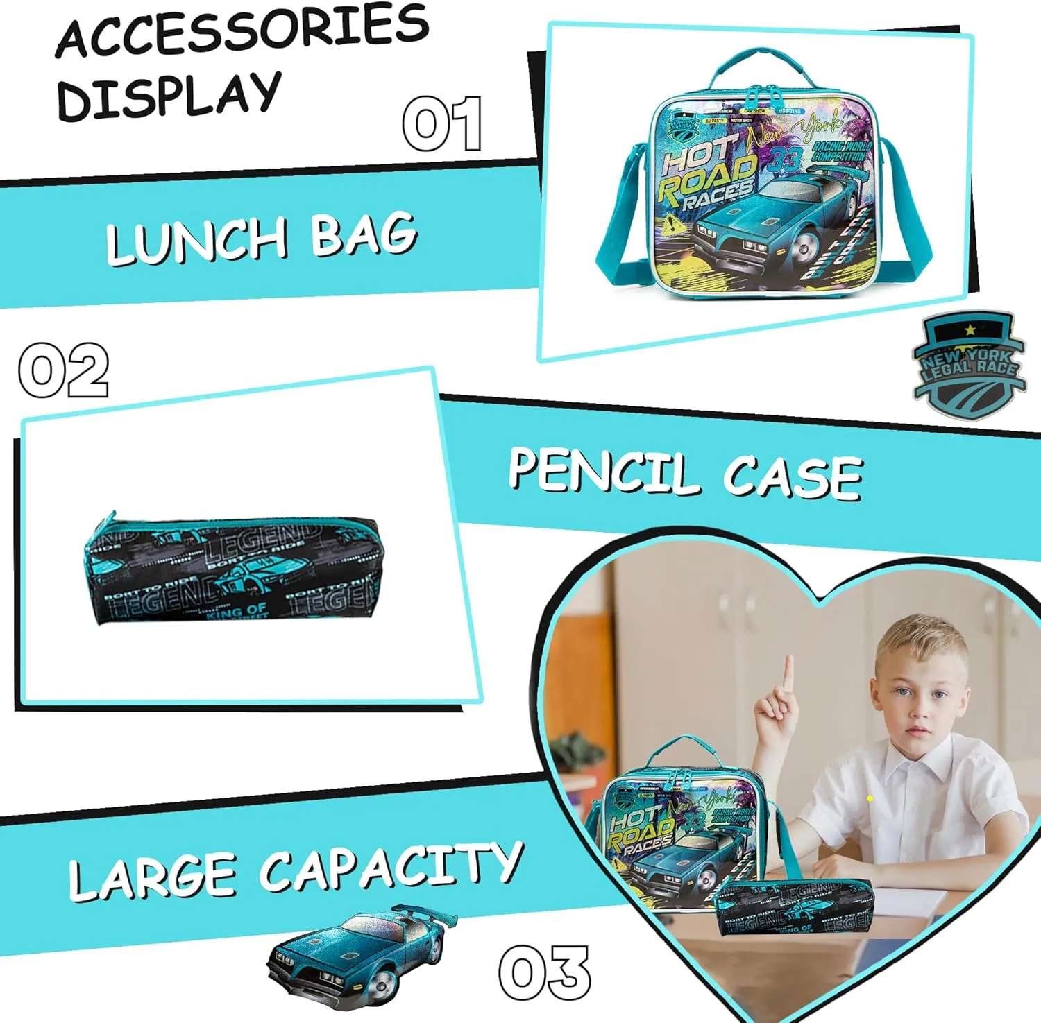 Meetbelify Backpacks for Boys School Backpacks for Elementary Students Ages 8-10 Kids Aesthetic Travel Backpack Laptop Bookbag with Lunch Box Pencil Case 3 in 1 Backpack Set for Boys
