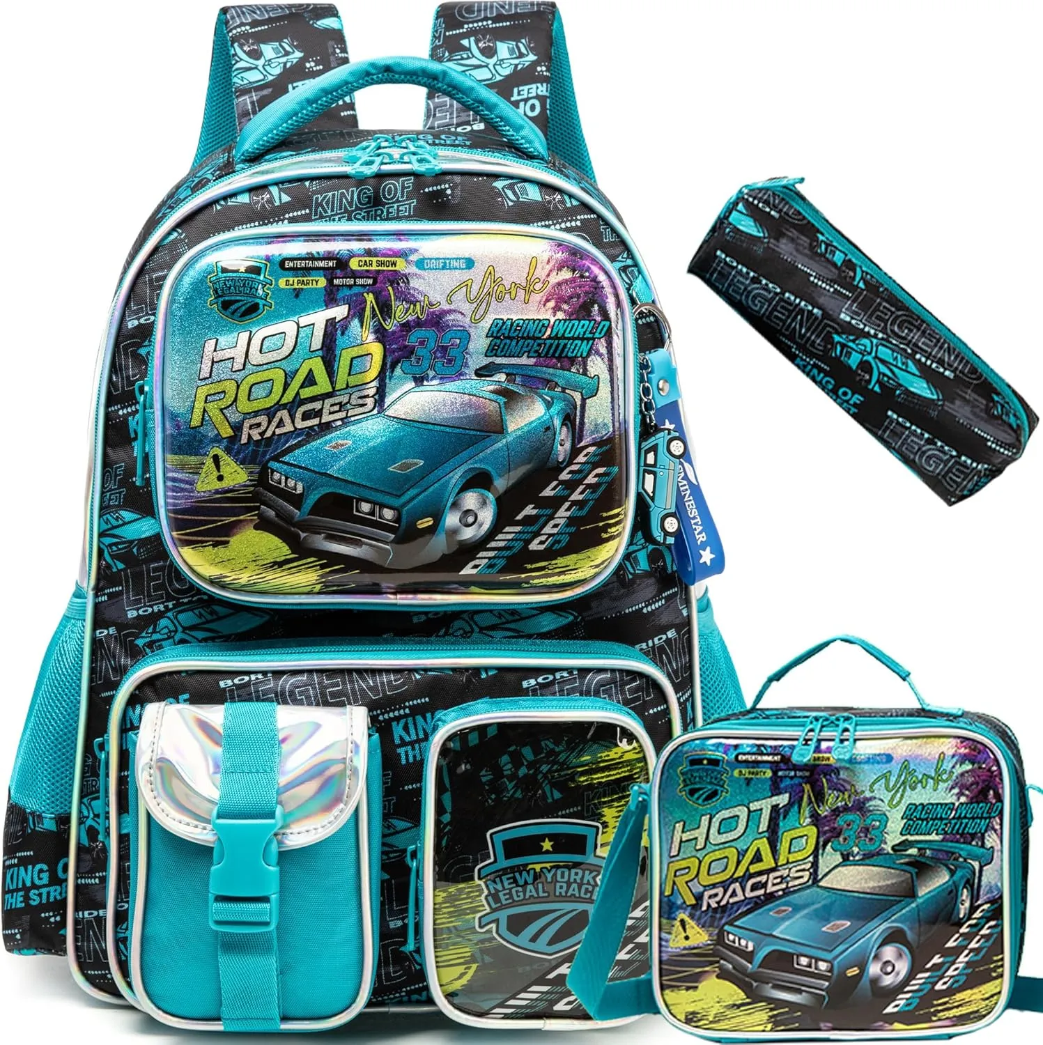 Meetbelify Backpacks for Boys School Backpacks for Elementary Students Ages 8-10 Kids Aesthetic Travel Backpack Laptop Bookbag with Lunch Box Pencil Case 3 in 1 Backpack Set for Boys