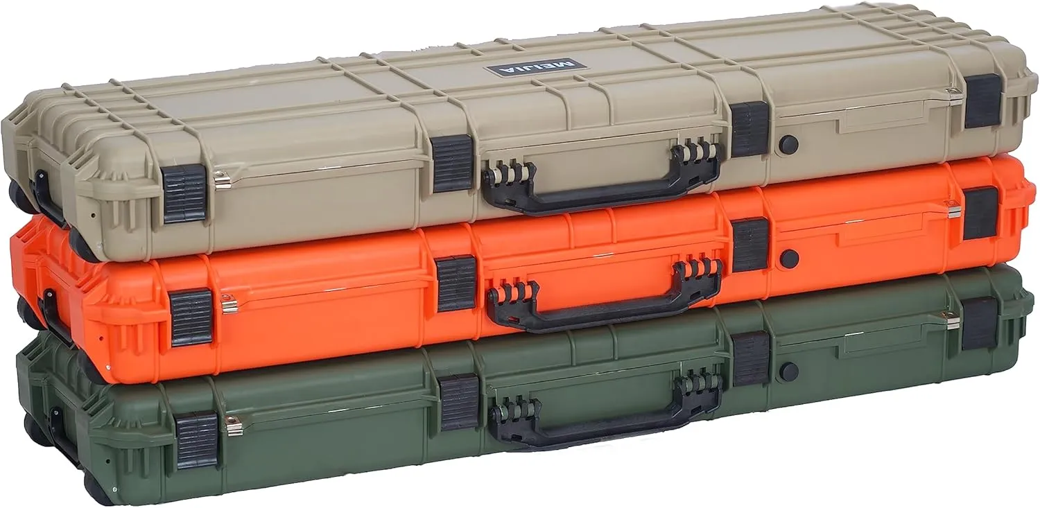 MEIJIA Portable Rolling Waterproof All Weather Hard Rifle Case,Gun case with Wheels,Customizable Fit Foam Included,Fit for Rifle,Guns,Shotguns, Airsoft Gun