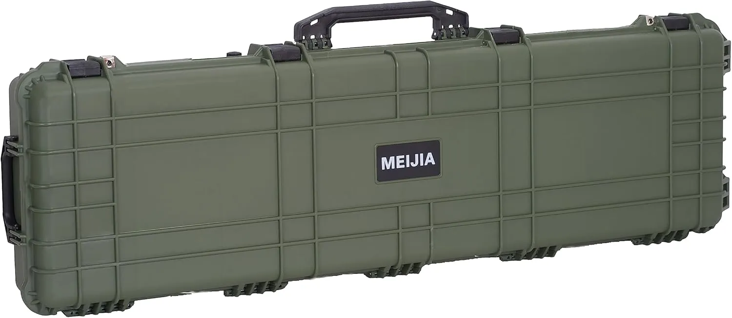 MEIJIA Portable Rolling Waterproof All Weather Hard Rifle Case,Gun case with Wheels,Customizable Fit Foam Included,Fit for Rifle,Guns,Shotguns, Airsoft Gun