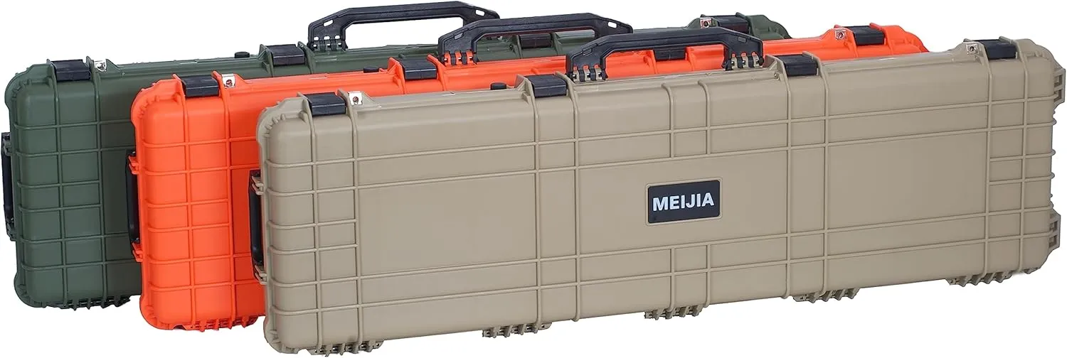 MEIJIA Portable Rolling Waterproof All Weather Hard Rifle Case,Gun case with Wheels,Customizable Fit Foam Included,Fit for Rifle,Guns,Shotguns, Airsoft Gun