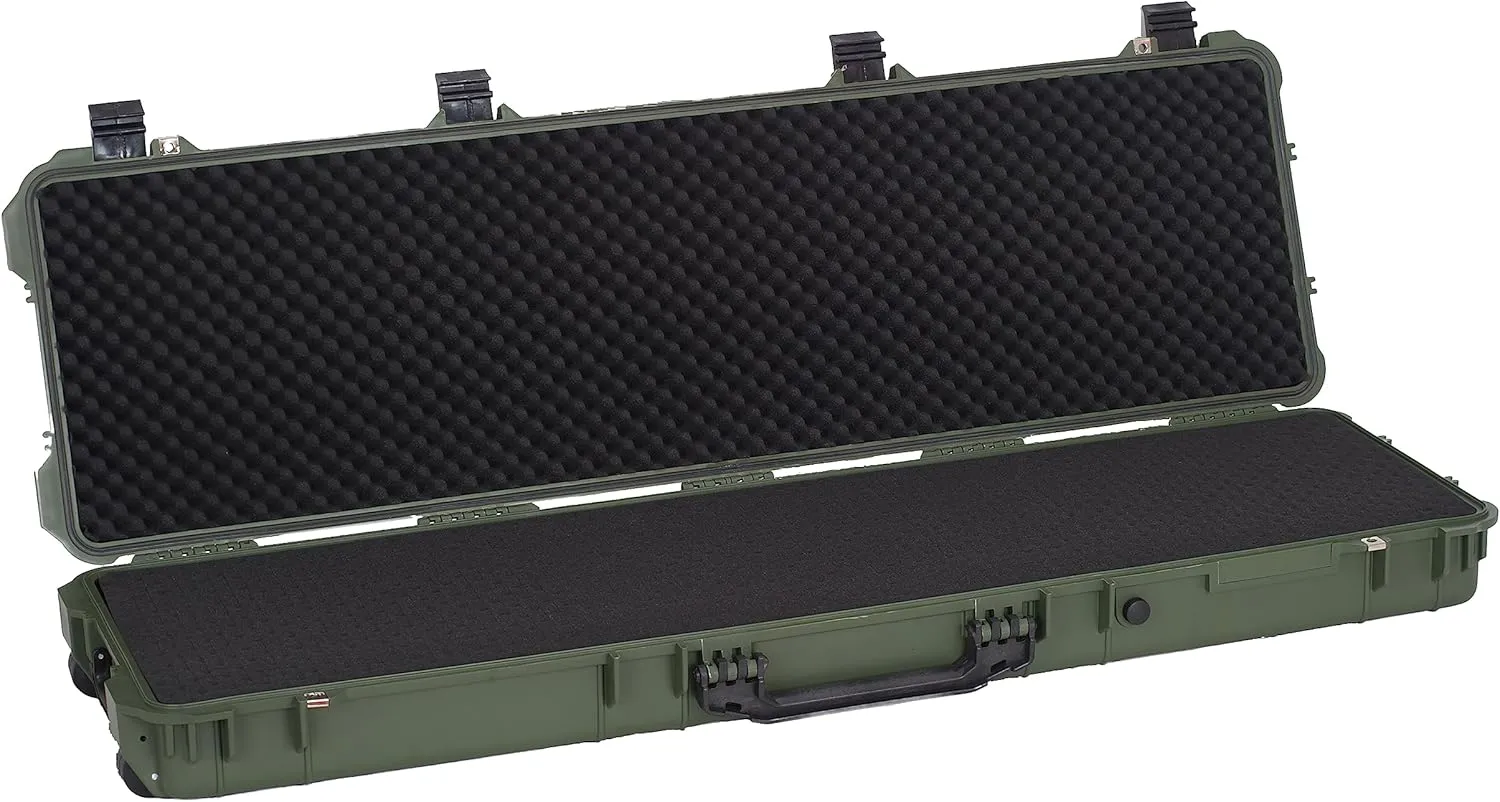 MEIJIA Portable Rolling Waterproof All Weather Hard Rifle Case,Gun case with Wheels,Customizable Fit Foam Included,Fit for Rifle,Guns,Shotguns, Airsoft Gun