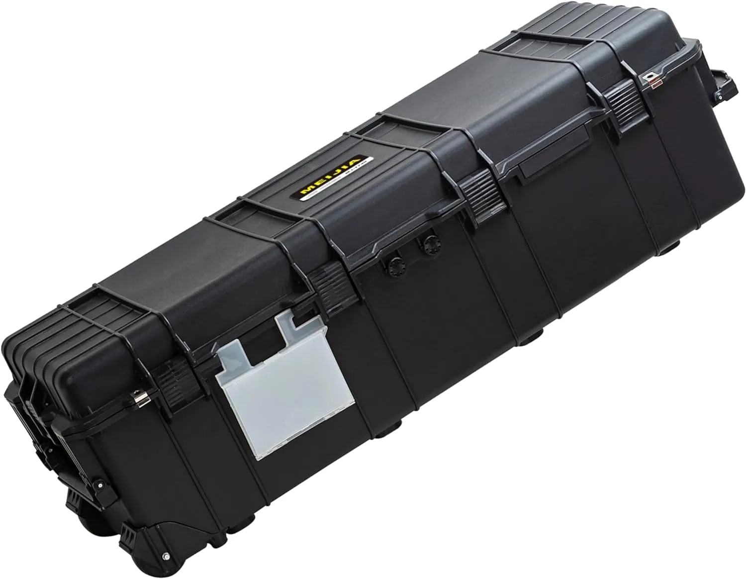 MEIJIA Portable Rolling Waterproof All Weather Hard Rifle Case,Hard Gun Case with Wheels,Soft Handle Grip,Customizable Fit Foam Inserted,Black