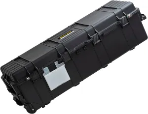 MEIJIA Portable Rolling Waterproof All Weather Hard Rifle Case,Hard Gun Case with Wheels,Soft Handle Grip,Customizable Fit Foam Inserted,Black