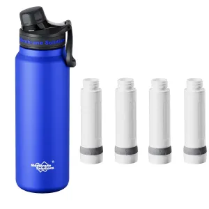 Membrane Solutions C3 32oz Stainless Steel ACF UF Filtered Water Bottle with Extra 4 Packs ACF Replacement Filter