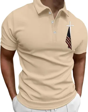 Men's 4Th of July Polo Shirt Short Sleeve 1/4 Zipper Patriotic Golf Shirts Graphic Workout American Flag T-Shirts