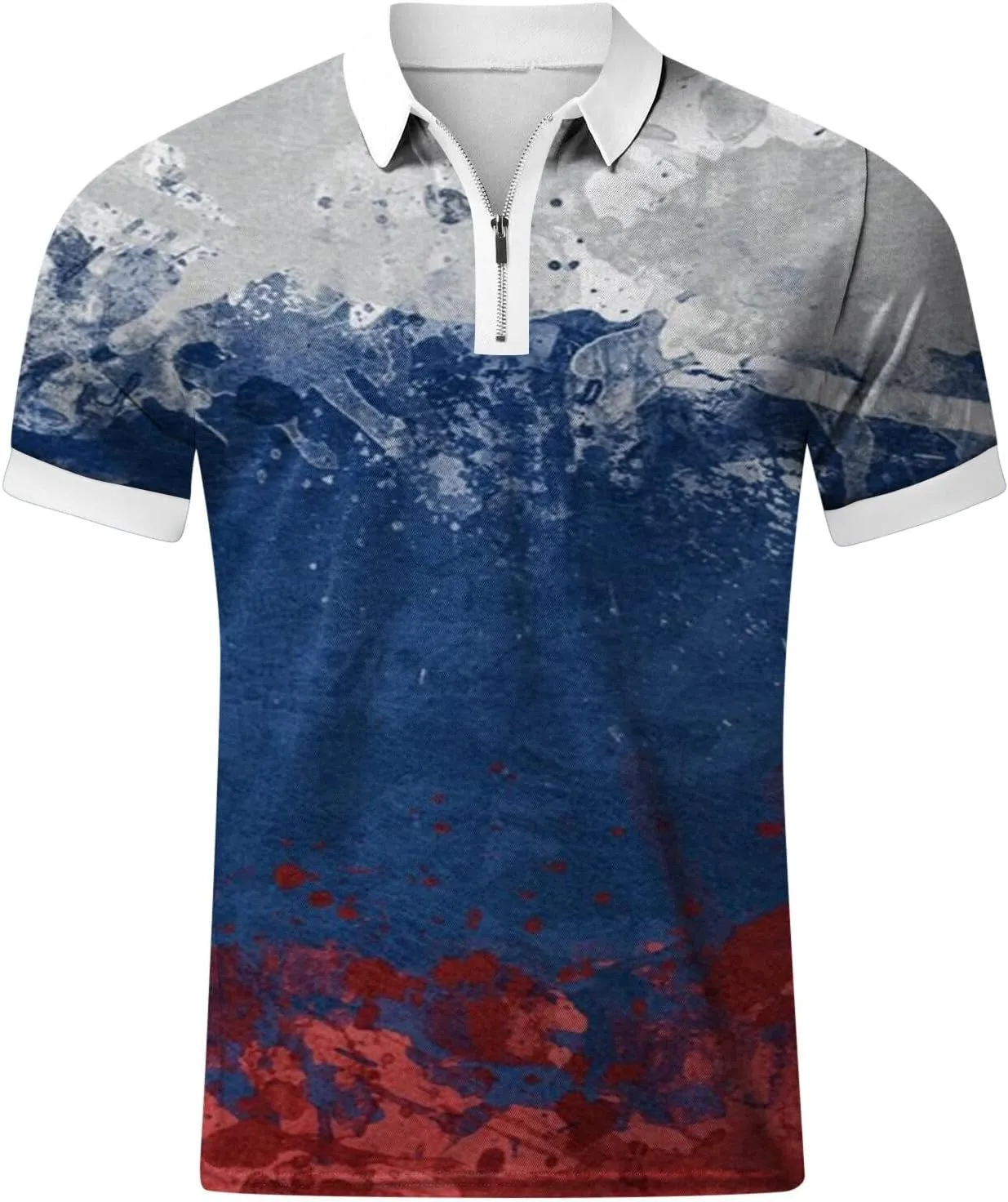 Men's 4Th of July Polo Shirt Short Sleeve 1/4 Zipper Patriotic Golf Shirts Graphic Workout American Flag T-Shirts