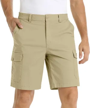 Mens Tactical Cargo Shorts 3/4 Casual Hiking Capri Pants Below Knee Length with Multi Pocket Athletic Running Shorts
