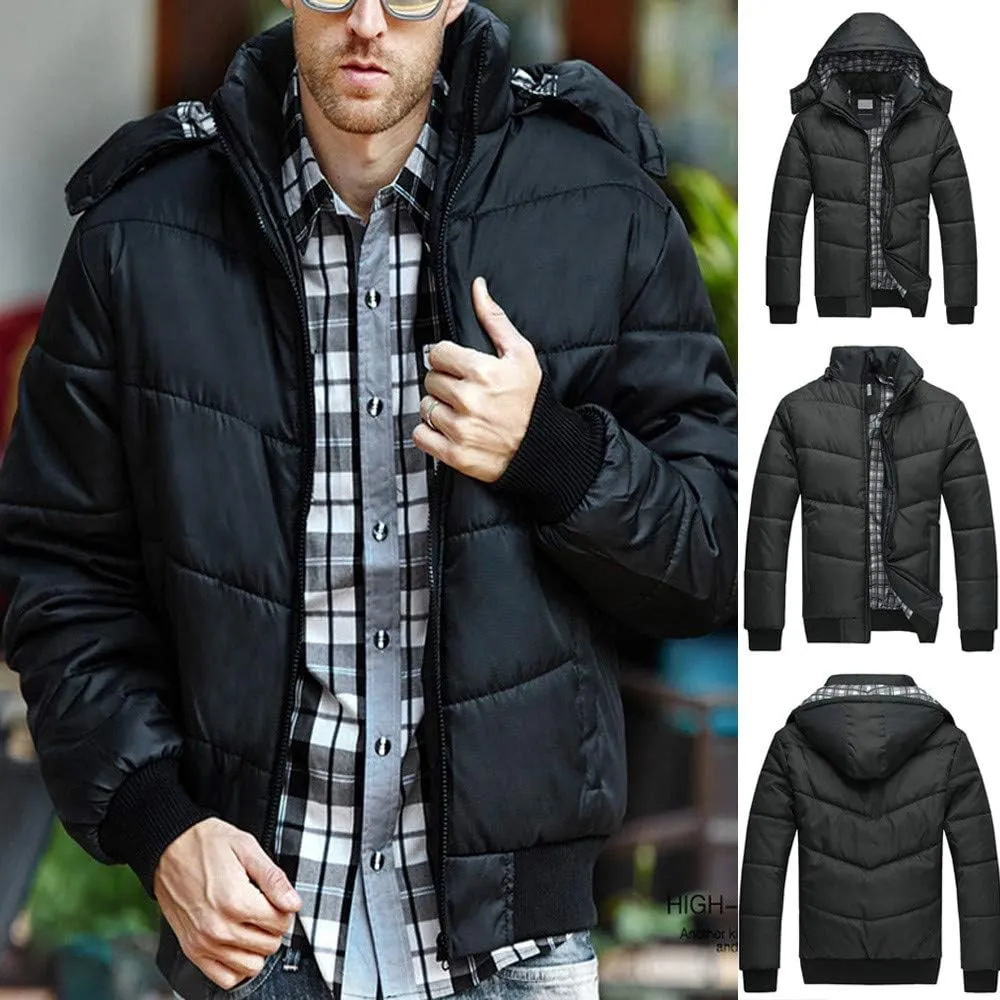 Men's Winter Puffer Jacket Quilted Thicken Down Coat Insulated and Water Repellent Jackets Padded Hooded Down Coats