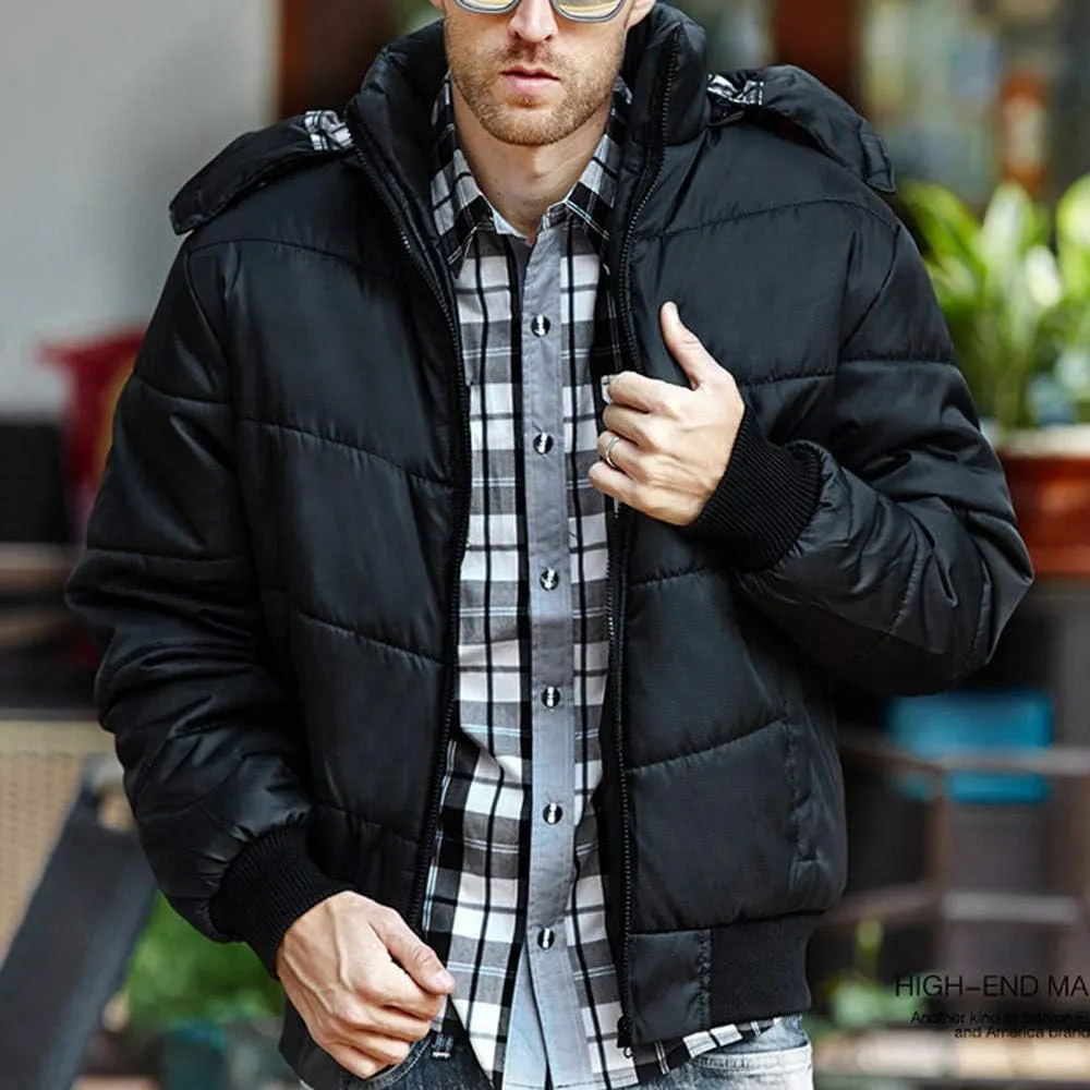 Men's Winter Puffer Jacket Quilted Thicken Down Coat Insulated and Water Repellent Jackets Padded Hooded Down Coats