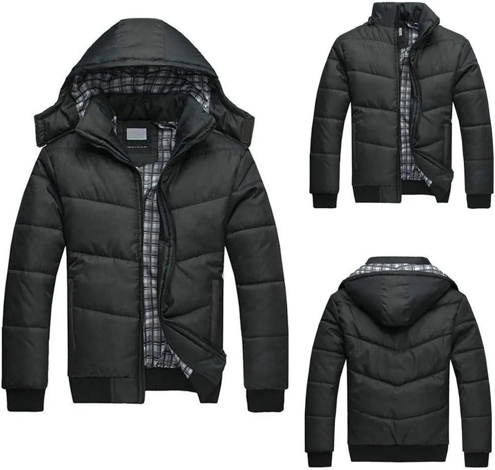 Men's Winter Puffer Jacket Quilted Thicken Down Coat Insulated and Water Repellent Jackets Padded Hooded Down Coats