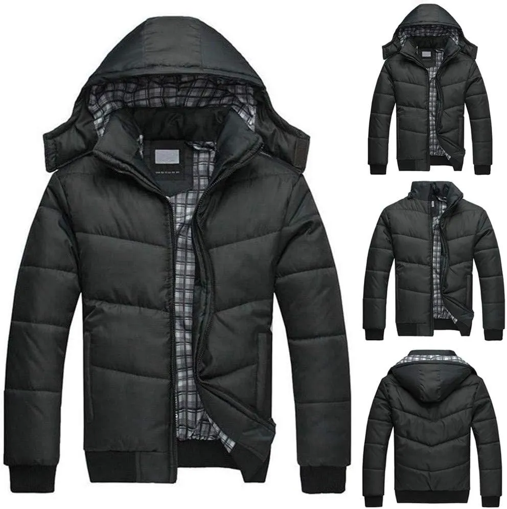 Men's Winter Puffer Jacket Quilted Thicken Down Coat Insulated and Water Repellent Jackets Padded Hooded Down Coats