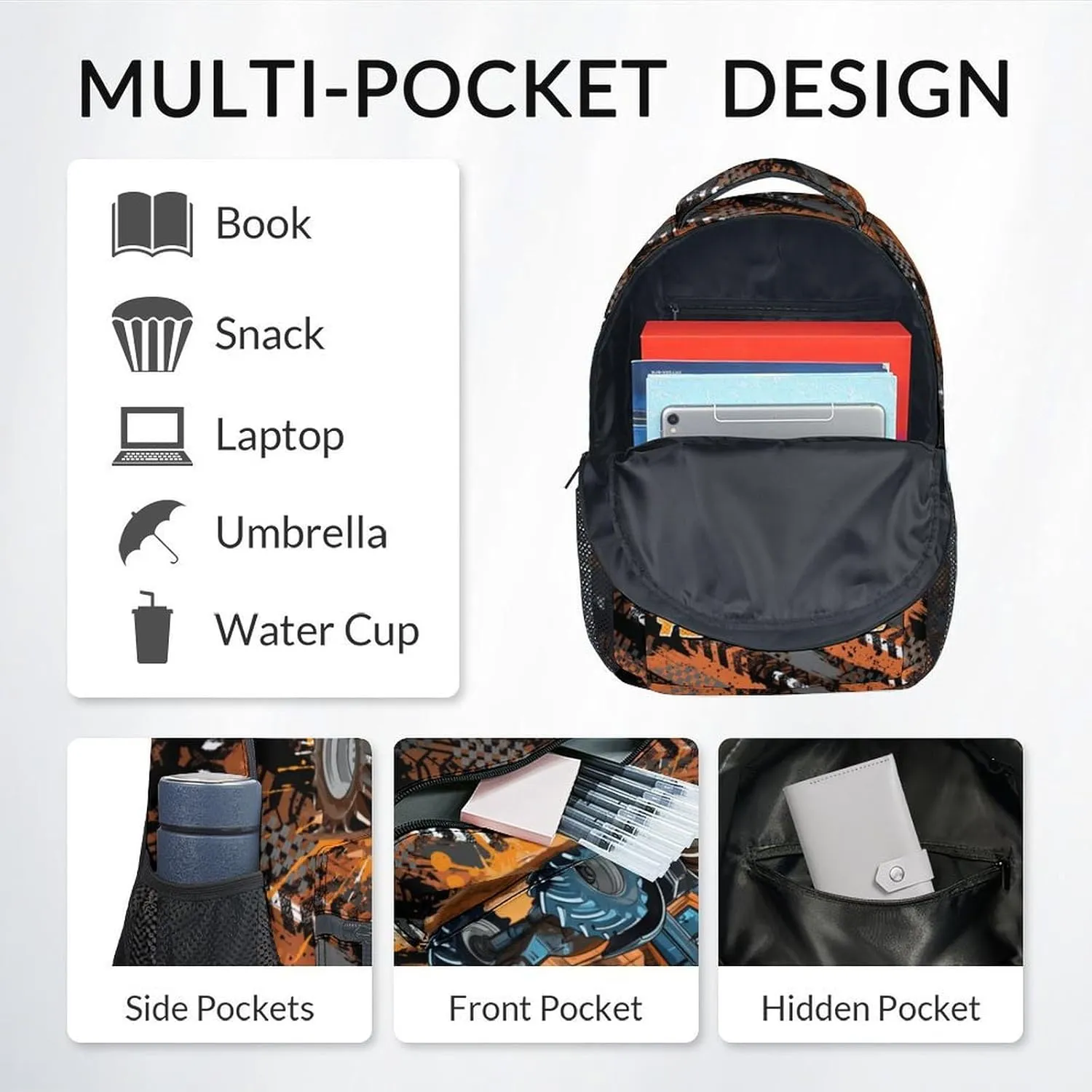 Mercuryelf Backpack and Lunch Box Set - 17 Inch Boys Bookbag with Lunch Bag for Primary Middle - Personalized Cool 3 in 1 Tractor Backpacks Set
