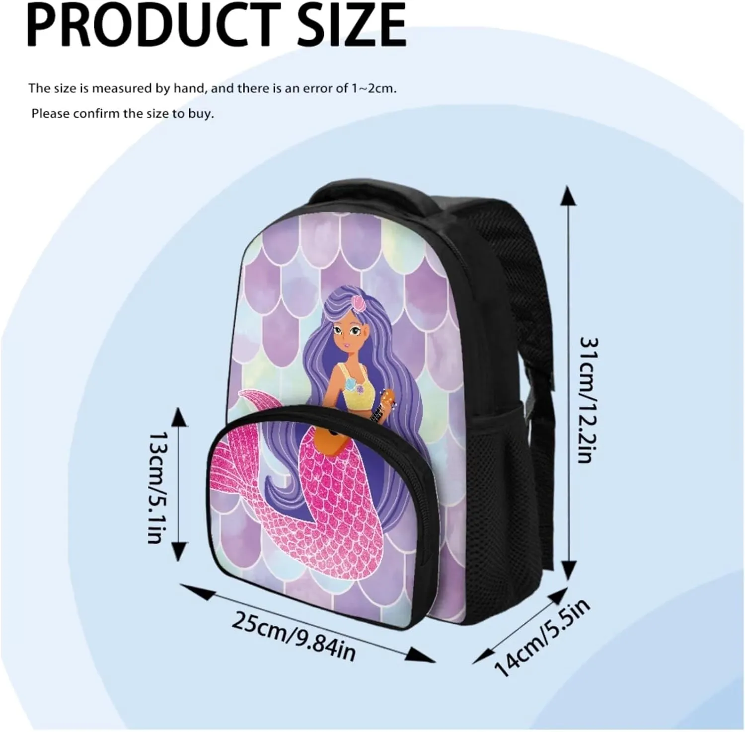 Mermaid Backpack Set for Kids Girls Preschool Elementary School Backpack Bookbags with Insulated Lunch Bag Handbag Pencil Case 3 Pack Set Bookbag Lunch Bag