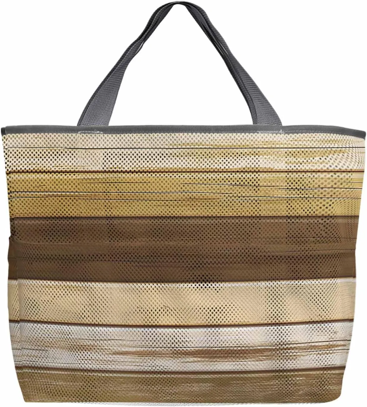 Mesh Beach Bag Oversized Tote Bags for Women Farm Retro Brown Plank Large Travel Pool Bags