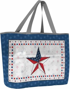 Mesh Beach Bag Oversized Tote Bags for Women Stars Independence Day American Flag Pentagram Large Travel Pool Bags