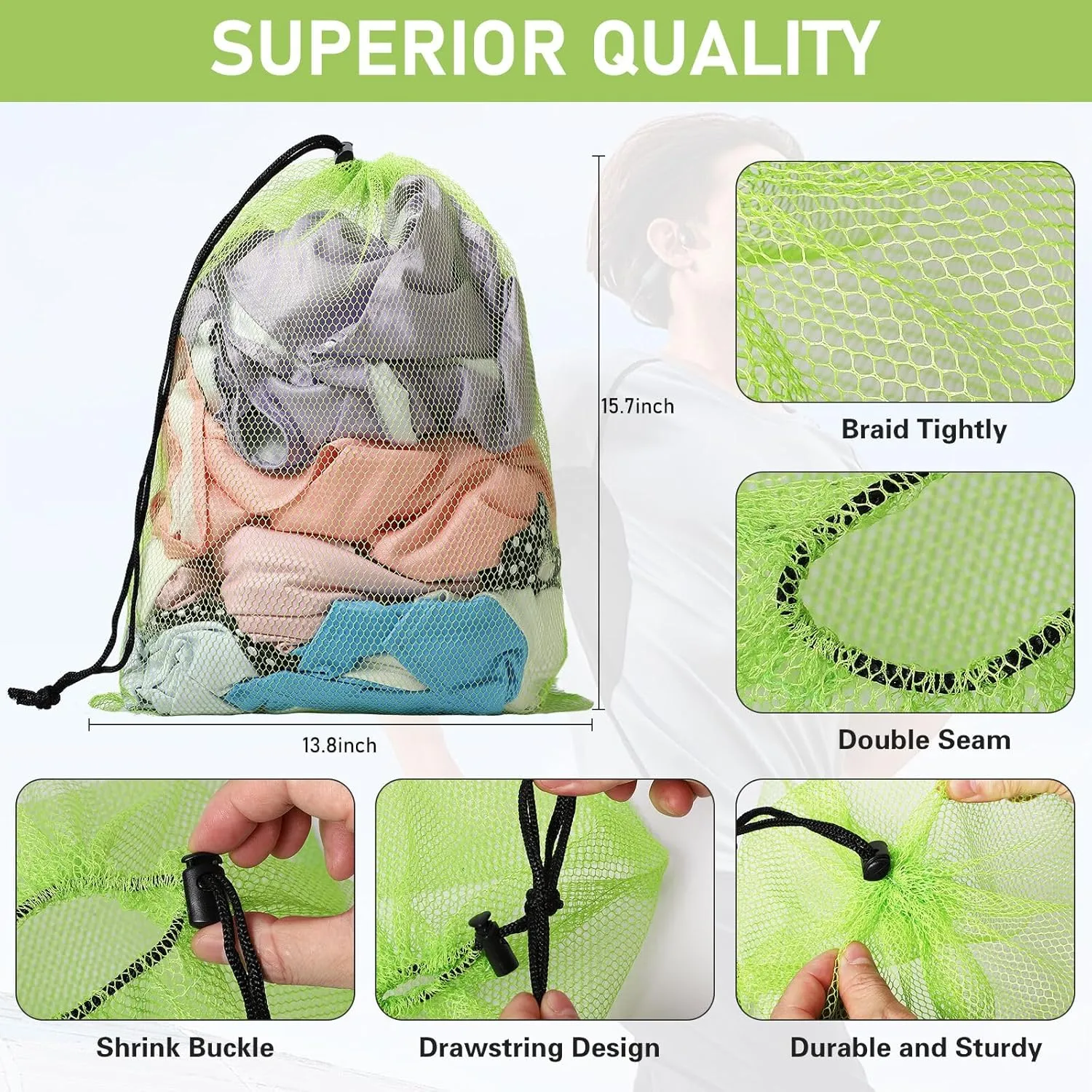 Mesh Drawstring Bag Durable Delicate Mesh Laundry Bag Multicolor Nylon Mesh Bag