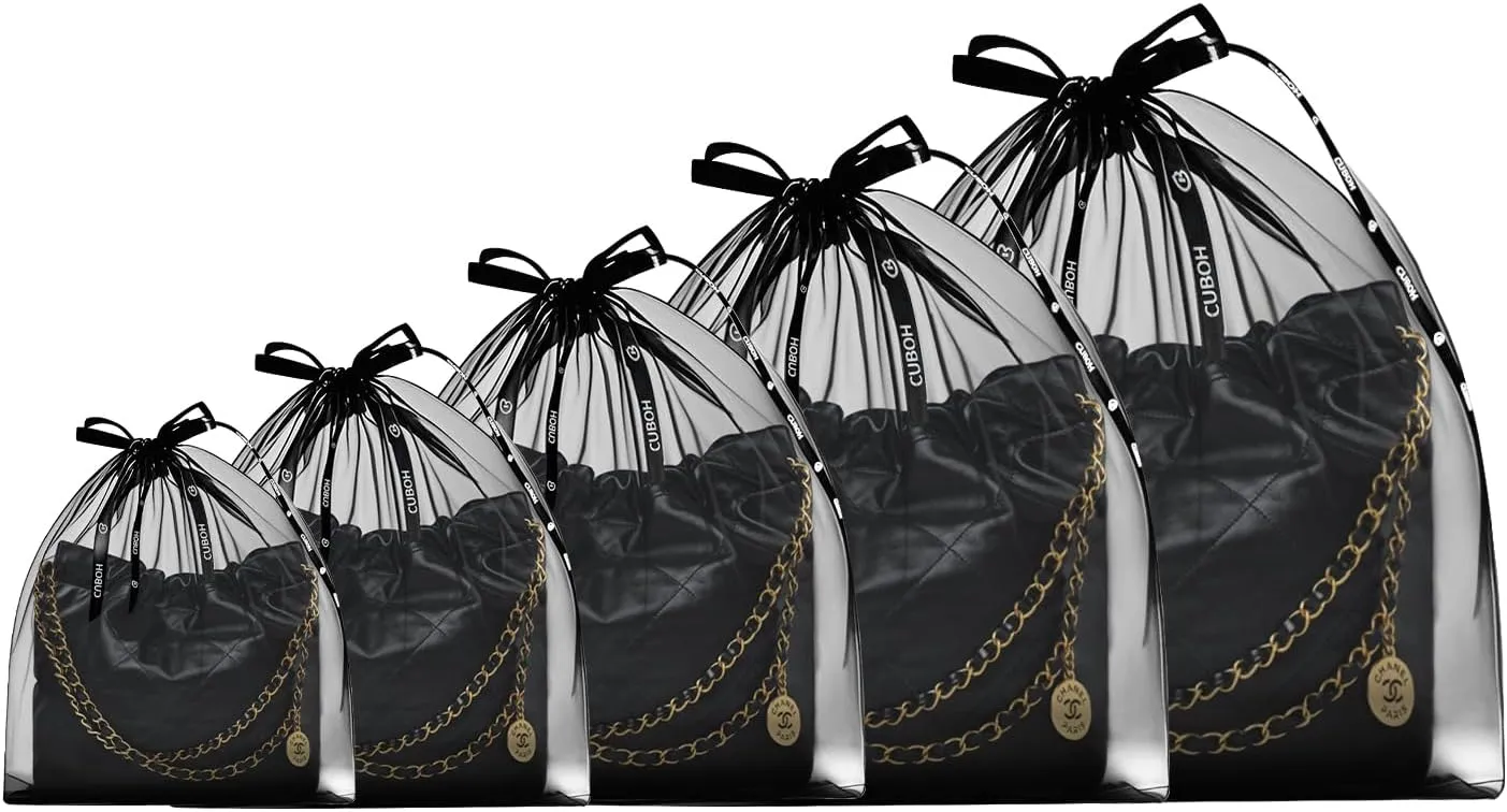 Mesh Drawstring Storage Bags – Lightweight Breathable Organizer for Handbag Travel Beach Gym Shoes Clothes (5 Pack all 5 sizes)
