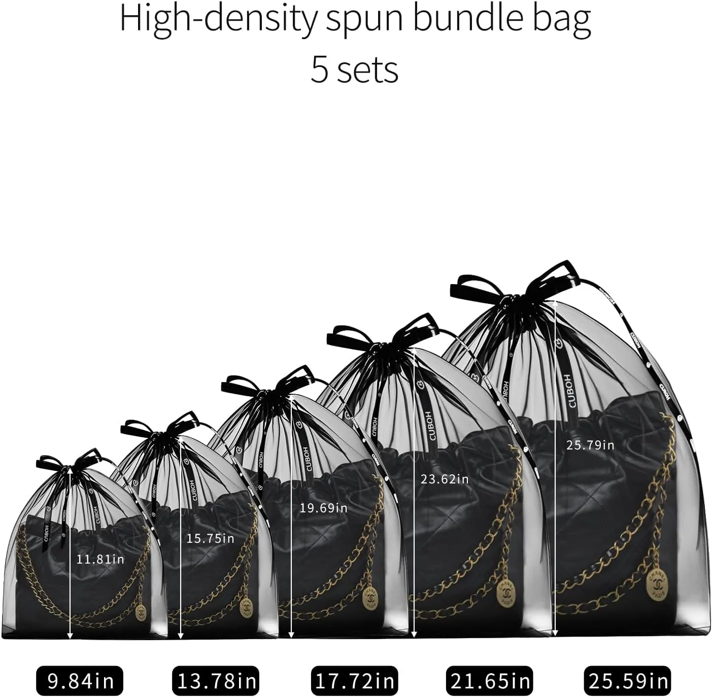 Mesh Drawstring Storage Bags – Lightweight Breathable Organizer for Handbag Travel Beach Gym Shoes Clothes (5 Pack all 5 sizes)