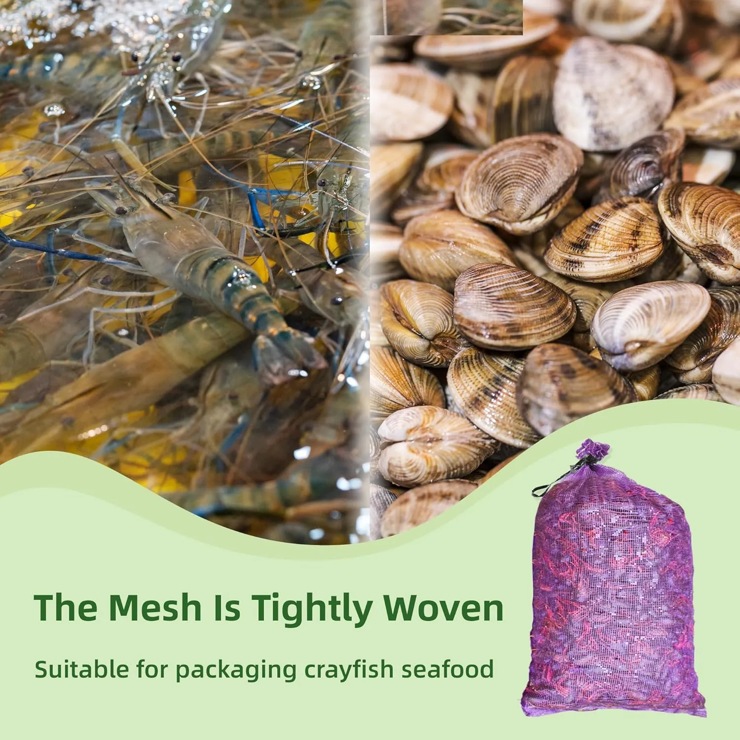 Mesh Firewood Bags 22"×32" Crawfish Sacks, Firewood Bags for Selling, Onion Bag Storage Potato Sacks Mesh Wood Bag Bulk (Pack of 10)