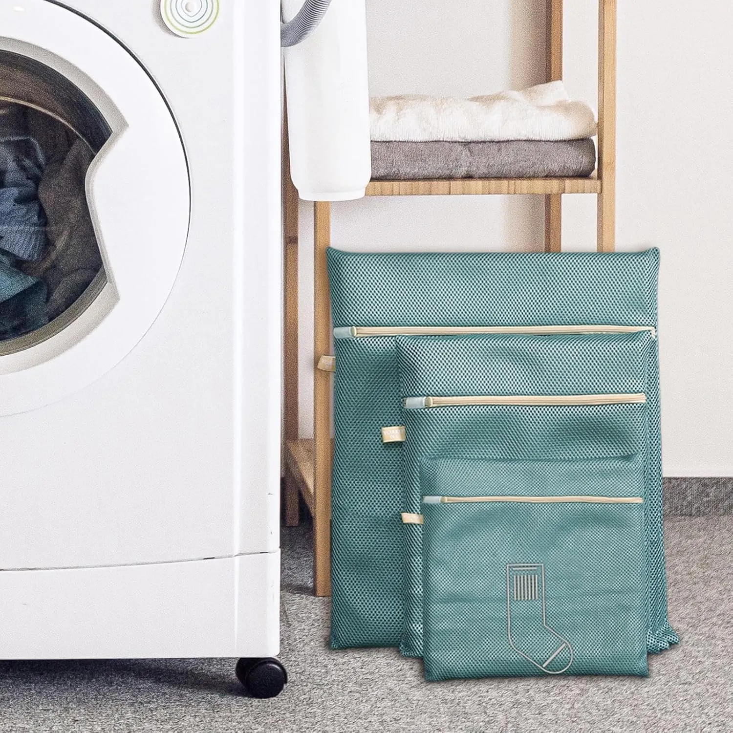 Mesh Laundry Bag, Strong Permeable Mesh Bags, with Zipper Delicate Mesh Laundry Washing Bags (Style a)