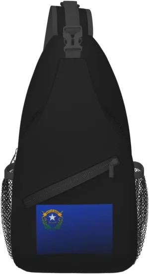 Mesh Style Flag Of Nevada Crossbody Bags For Women Men Chest Backpack Gym Shoulder Bag Travel Outdoor Sports Casual Crossbody Bags