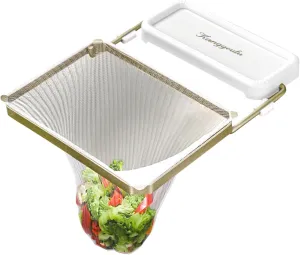Meshmate Waste Rack, Mesh Waste Rack for Sink, Suction Cup Sink Strainer with 100PCS Filter Mesh Bags, Collapsible Meshmate Waste Rack Sink (White)